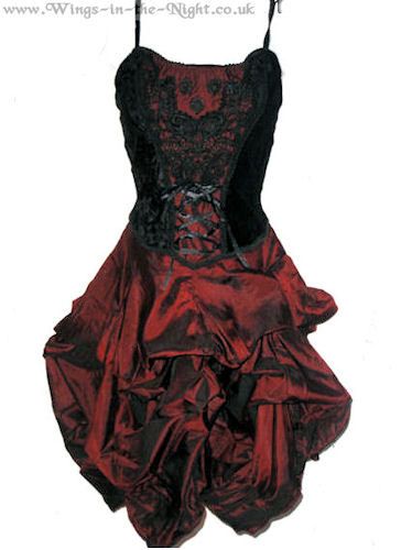 ladies-gothic-dress-red-silk-and-velvet-
