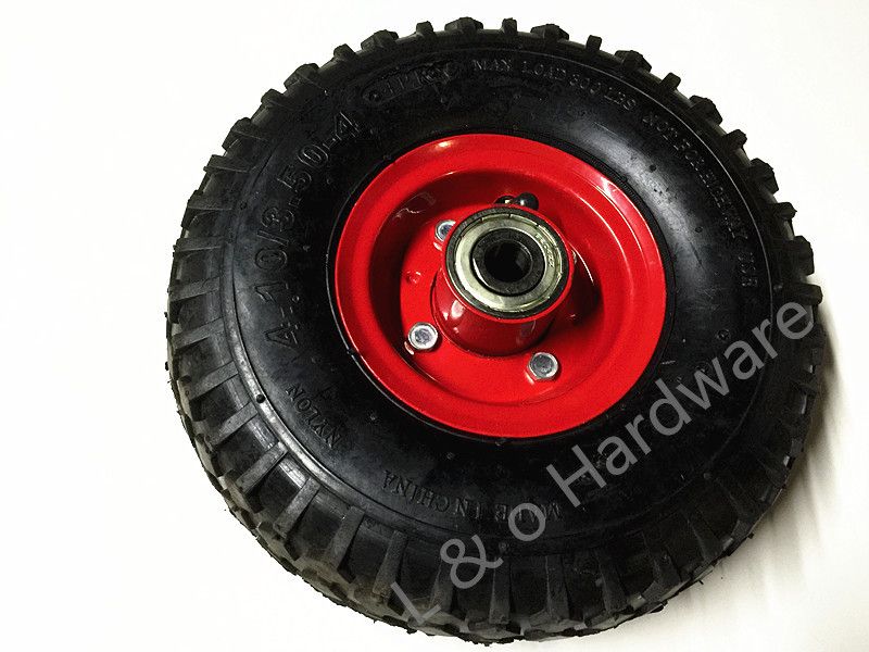 PAIR Hand Trolley PNEUMATIC Wheels 10 inch Heavy Duty (16mm) Shaft