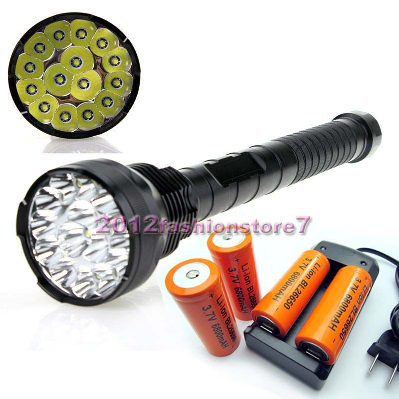 18000 Lumens 15x Cree Xm L T6 Led Flashlight Torch Lamp Light 4x 26650 Battery Ebay