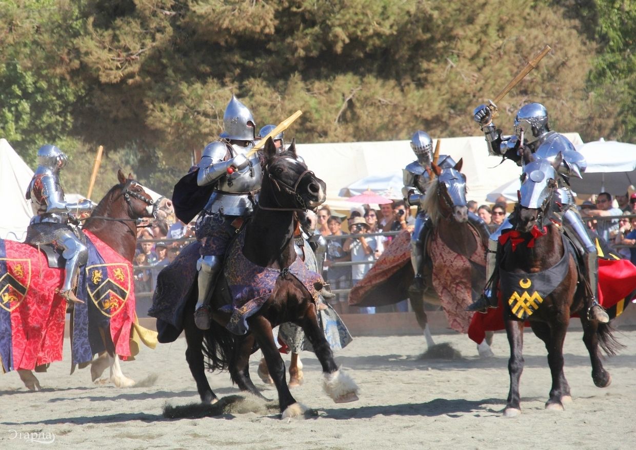 Toby Capwell(far right) during a mounted melee, Phoenix 2014 (photo by Marina Savchenko)