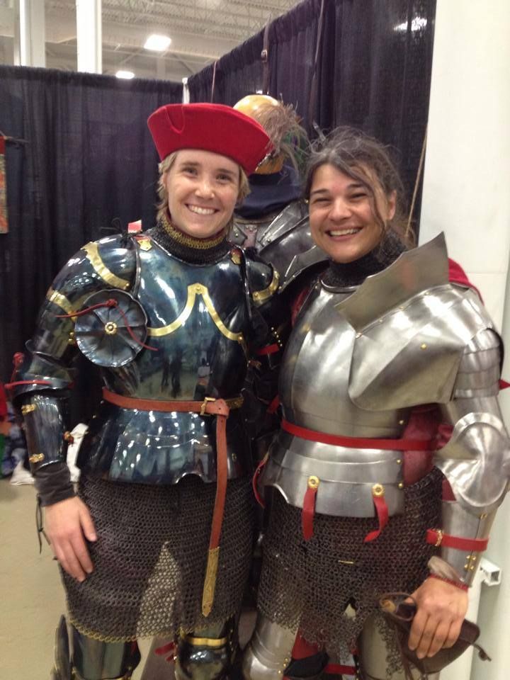 Jousters Alison Mercer(left) and Caroline LaBrie(right) at Le Salon du Cheval 2015  (photo by Marie-Kirya Duff)