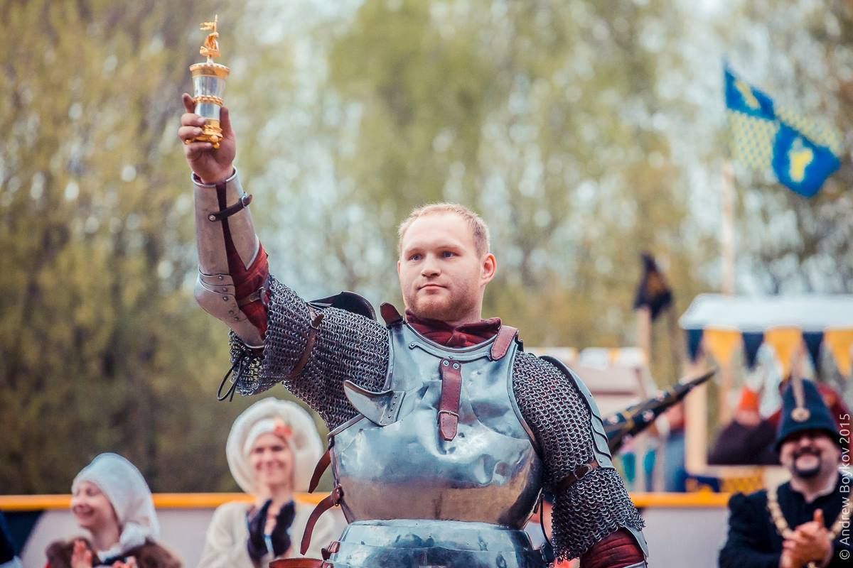 Andrey Kamin, a jouster from St. Petersburg, Russia was the champion of the Tournament of St George 2015 in Moscow, Russia(photo by Andrew Boykov/Ratobor Show)