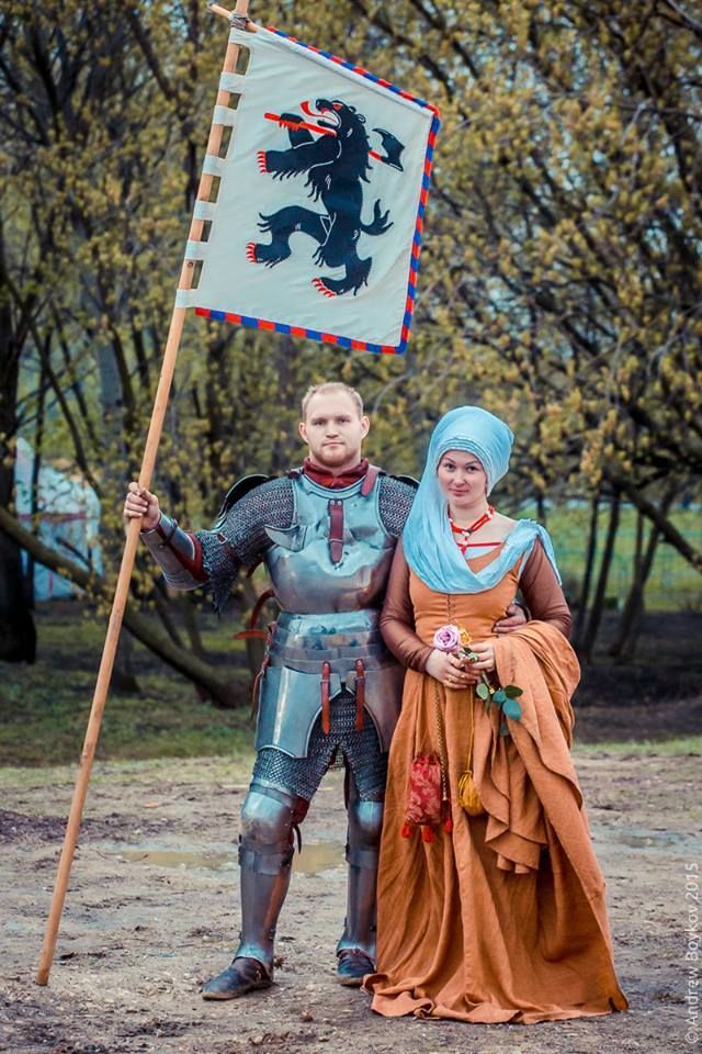 Andrey Kamin and his wife Catherin Brooks at the Tournament of St George 2015 in Moscow, Russia(photo by Andrew Boykov/Ratobor Show)