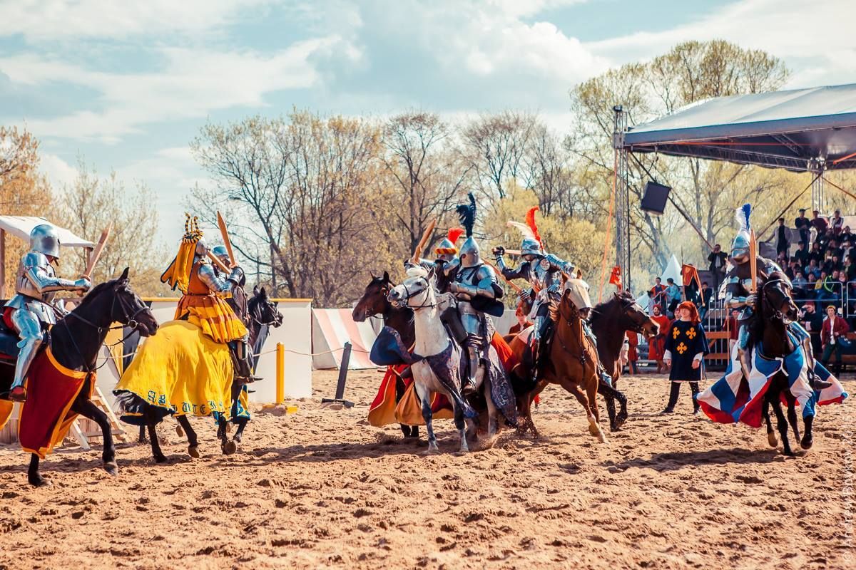 The jousters fight in one of the mounted melees held during the Tournament of St George 2015 in Moscow, Russia(photo by Andrew Boykov/Ratobor Show)