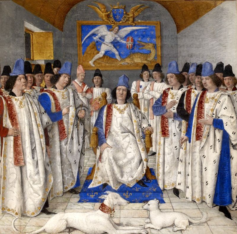 An illumination of the original Chevaliers de l'Ordre de St Michael  (image provided by Les Ecuyers de l'Histoire)