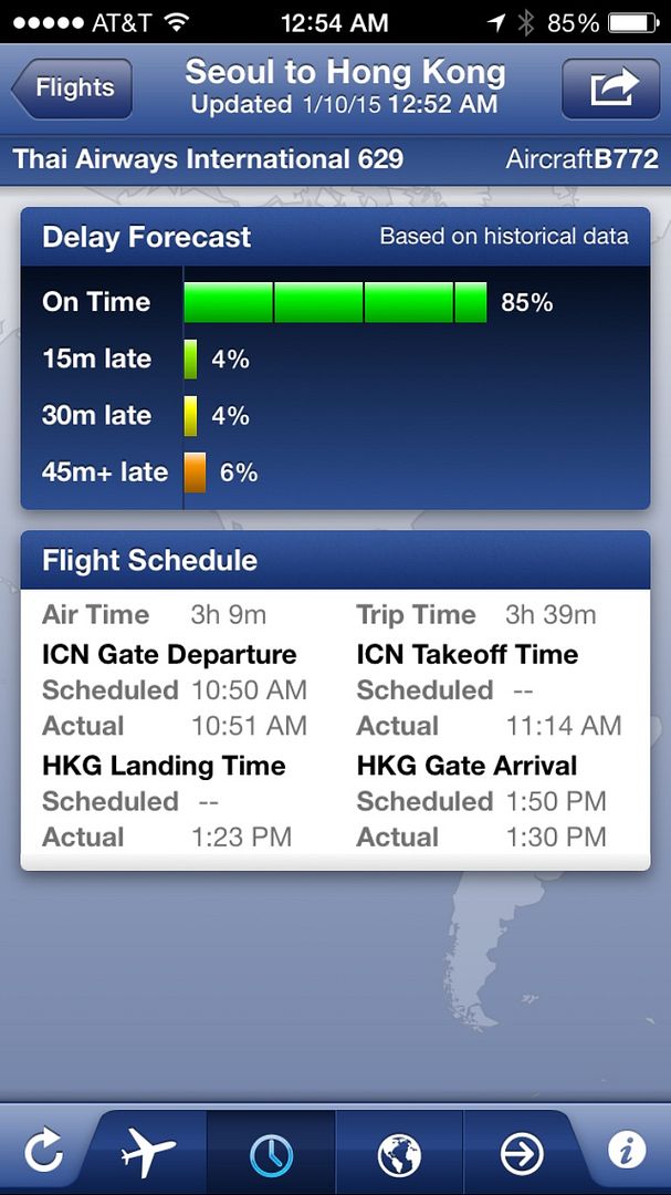 screens screenshot of a flight schedule