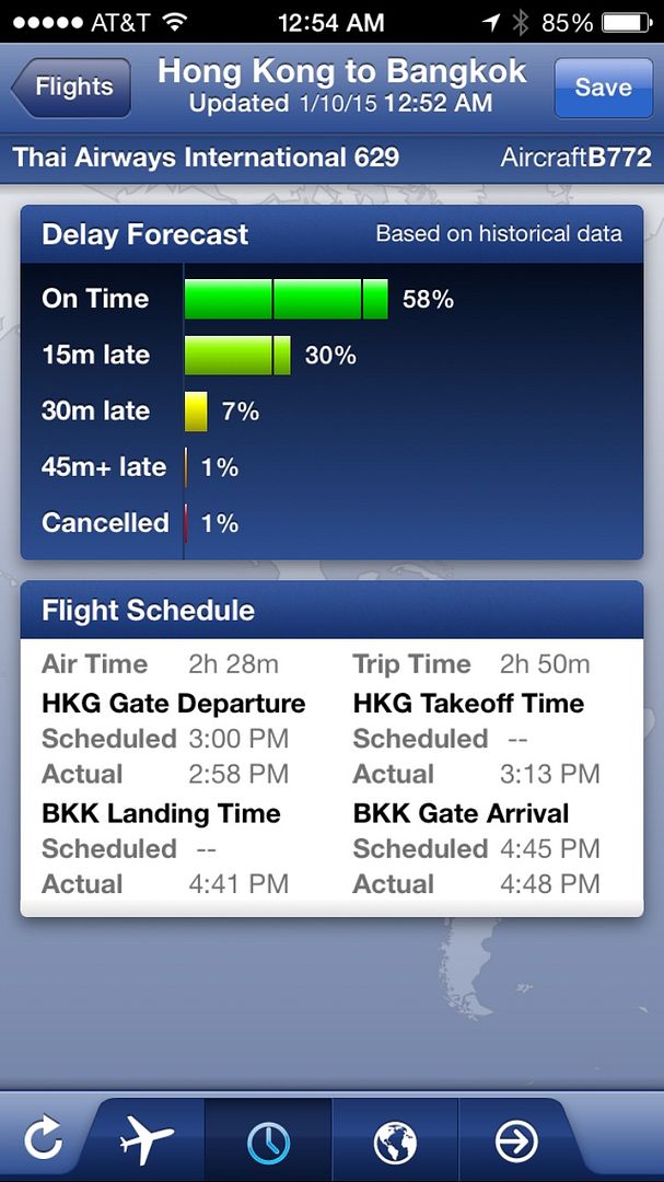 screens screenshot of a flight schedule