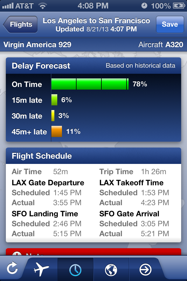 a screenshot of a flight schedule